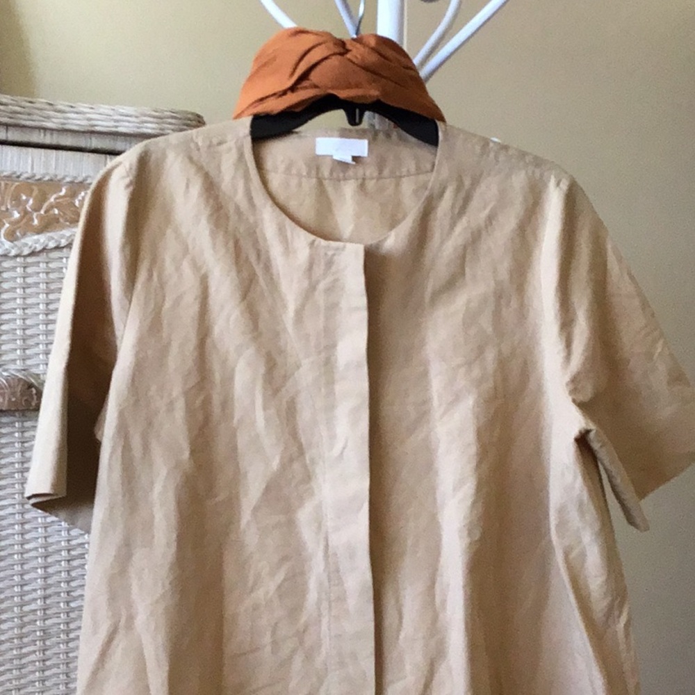 COS Beige Short-Sleeve A-Line Midi Dress - Picture 2 of 7